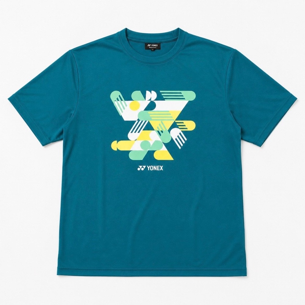 Yonex Autosemide T-Shirt Mens Med Blue Green Graphic Badminton Tennis YM0043EX - Picture 2 of 2